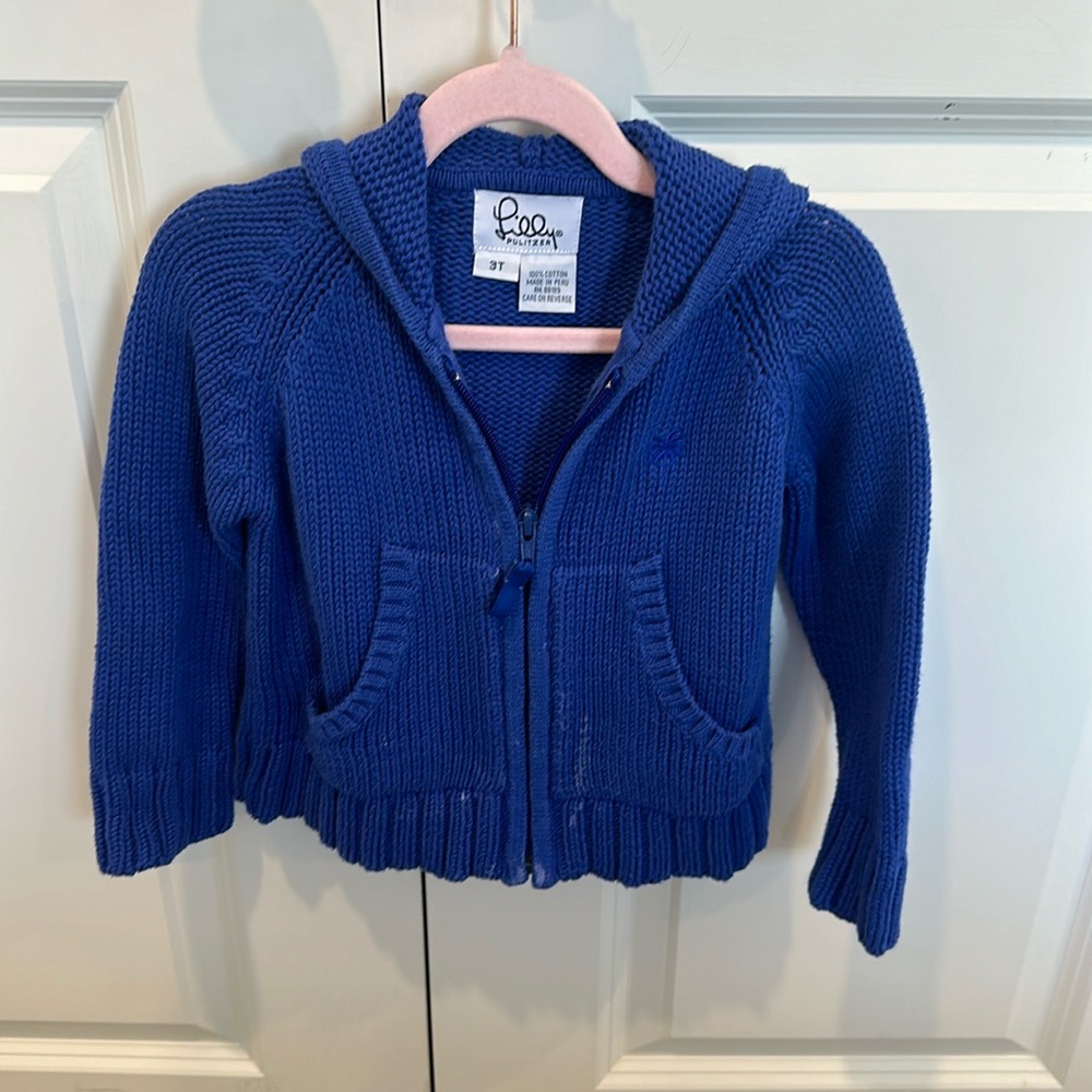 Lilly Pulitzer hooded full zip cable knit sweater